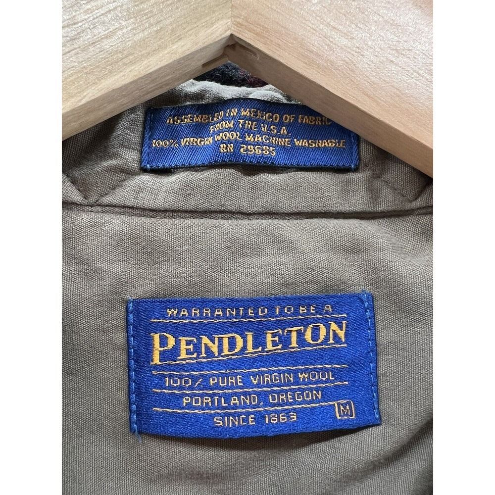 Pendleton Red Plaid Wool Button Up With Suede Elb… - image 3